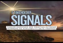 A large crude oil tanker sails on calm waters, symbolizing global oil market shipping.