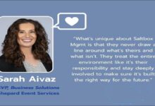 Sarah Aivaz, smiling professionally, a key figure in the shipping technology partnership.