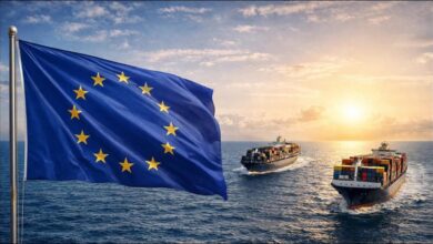 A man identified as Tzitzikostas speaks about EU maritime and ports strategies.