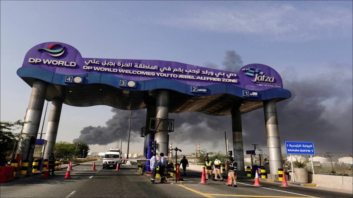 A cargo ship sails through the strategic waters of the Persian Gulf.