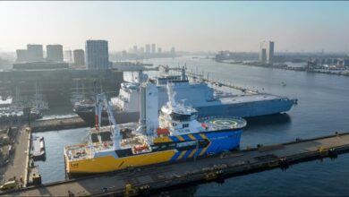 A large CMB.TECH vessel named Antigone sails on the open ocean.