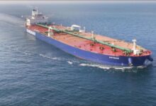 CMB.TECH's 'Antigone' vessel, part of their hydrogen-powered fleet, sails at sea.