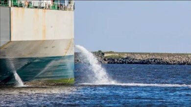 A complex Ballast Water Treatment System (BWTS) with pipes and controls on a vessel.
