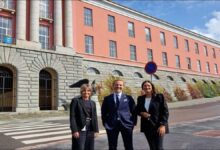 Modern Hyke electric city boat sailing in Haugesund, Norway.