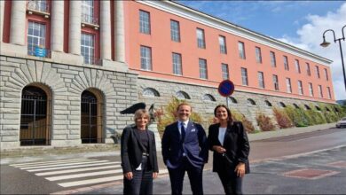 Modern Hyke electric city boat sailing in Haugesund, Norway.