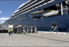 Shore-to-ship LNG bunkering operation at Port Everglades, Florida.