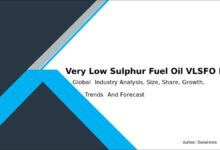 Graphic cover for the VLSFO Market Research Report 2034, featuring a cargo ship.