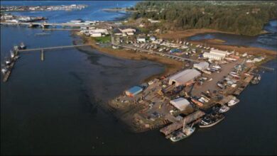Charleston Shipyard and marine infrastructure along Oregon's South Coast.