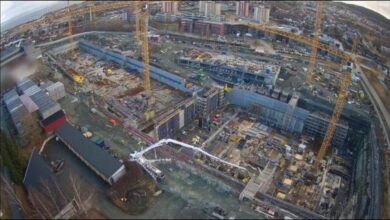 Deep excavation pit during the construction of Norway's advanced ocean testing basin.