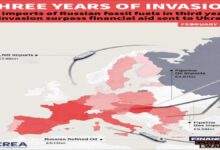Graphic illustrating global fossil fuel trade and its impact during the third year of Russia's invasion.