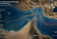 Undersea fiber optic cables on the ocean floor, representing a digital chokepoint.