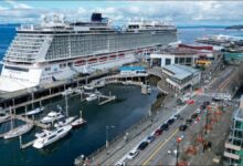 NCL Bliss cruise ship docked at the Port of Seattle, relevant to the NCLH agreement.