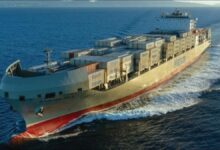 Matson's Kaimana Hila LNG-powered containership sails at sea.
