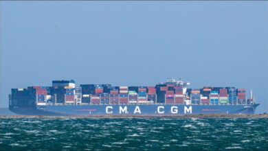 Large container ship, similar to the French vessel attacked in the Strait of Hormuz.