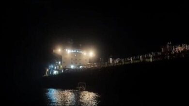 Iranian forces seizing the oil tanker Ocean Koi at sea.