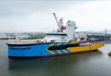 Damen's newly launched Windcat hydrogen-powered CSOV for offshore wind.