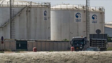 An oil tanker navigates a waterway, representing the oil transport UAE aims to bypass.