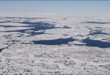 Expansive Arctic sea ice, a challenging environment for subsea internet cable routes.