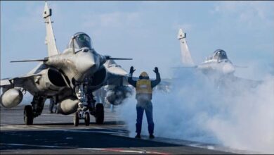 French aircraft carrier Charles De Gaulle underway at sea.