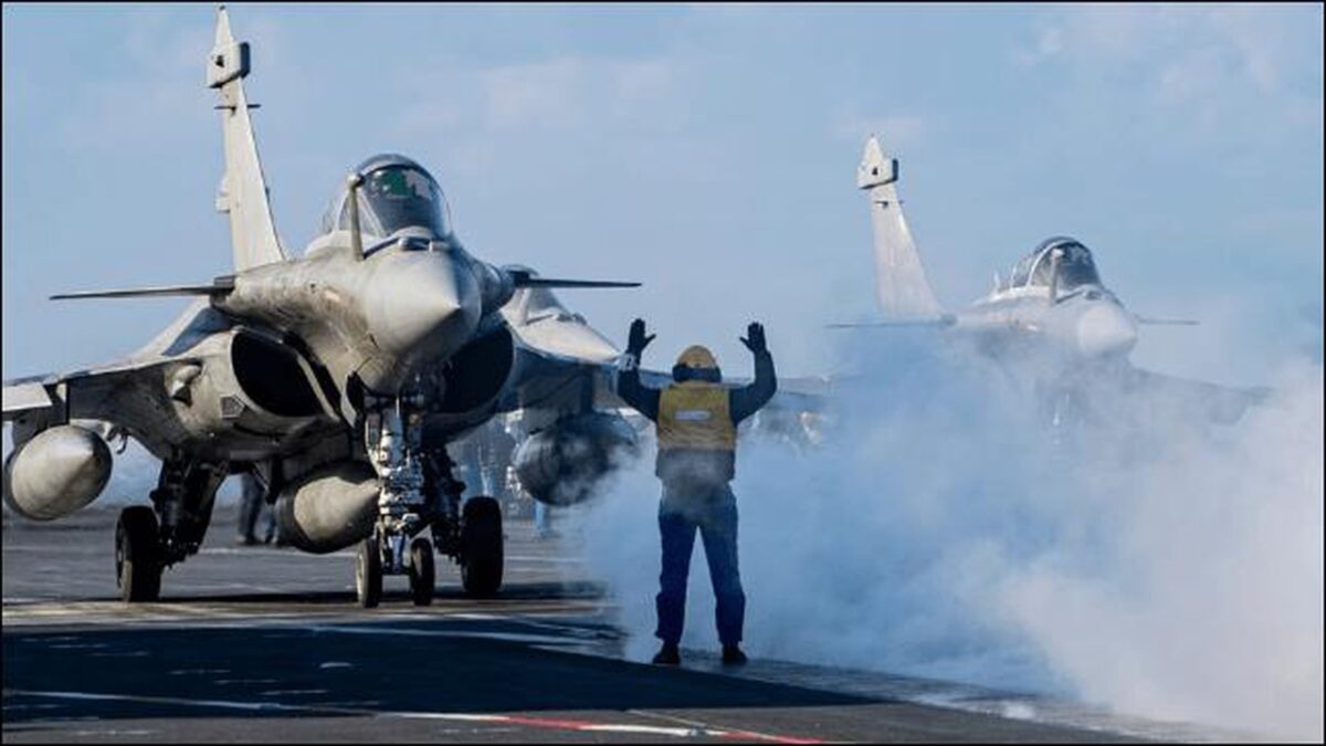 French aircraft carrier Charles De Gaulle underway at sea.