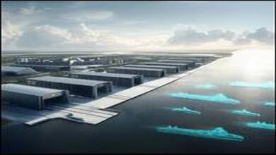 Saronic illustration of an advanced autonomous vessel at sea.