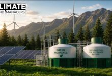 Industrial plant with large tanks for green methanol production in South Africa.