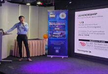 Speaker presenting at the Innospec technical talk in Singapore, discussing bunker fuel.