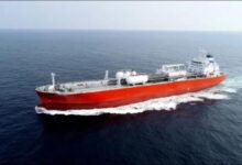 MGC ANTWERPEN, Exmar's new LPG dual-fuel gas carrier, sails at sea.