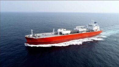 MGC ANTWERPEN, Exmar's new LPG dual-fuel gas carrier, sails at sea.