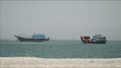 A large cargo ship transits the Strait of Hormuz, a vital maritime chokepoint.
