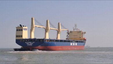 A large South Korean tanker navigates the sea, symbolizing HMM's fleet expansion.