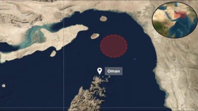 UKMTO map illustrating the containership attack location in the Strait of Hormuz.