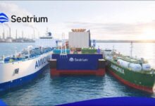 Conceptual rendering of the Seatrium NEXTGEN Energy Hub with ammonia bunkering facilities.