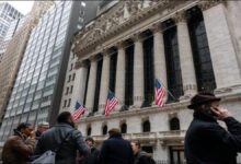The New York Stock Exchange building, representing the rising stock market.