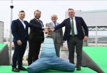 The zero-emission hydrogen waste collection vessel Rasa in Klaipeda port.