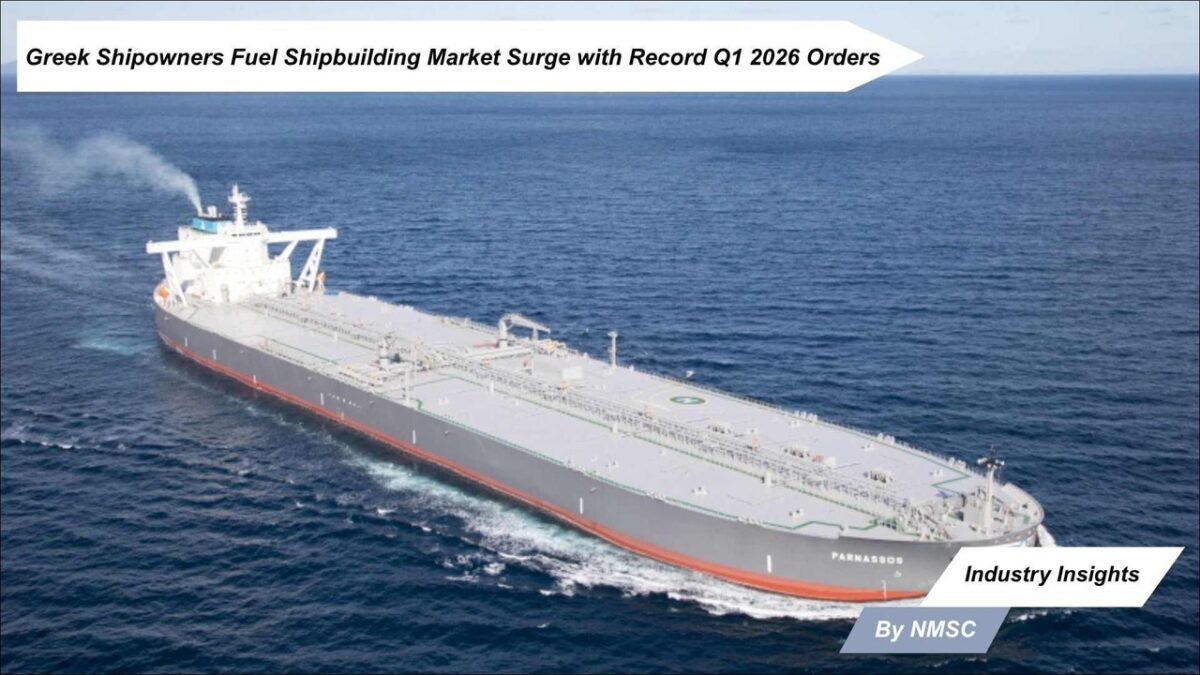 A massive crude oil tanker under construction in a bustling shipyard.