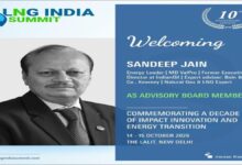 Sandeep Jain presents green fuel initiatives with HyFive and HyNet logos.