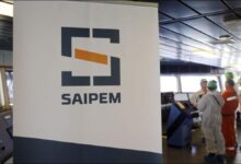 Saipem offshore drilling rig operating on the sea.