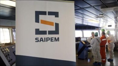 Saipem offshore drilling rig operating on the sea.