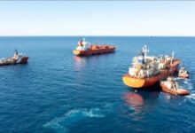 Ammonia ship-to-ship transfer between vessels for maritime decarbonization initiatives.