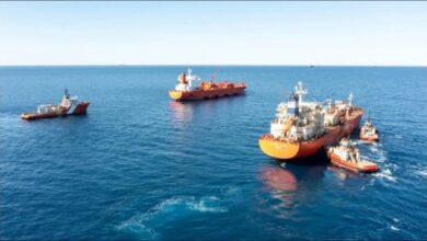 Ammonia ship-to-ship transfer between vessels for maritime decarbonization initiatives.
