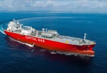 Capital Gas Ship Management's MGC Aridaios, a large dual-fuel LPG carrier, sailing at sea.