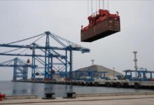 Large cargo ships at the strategic Chinese-built Chancay Port in Peru.