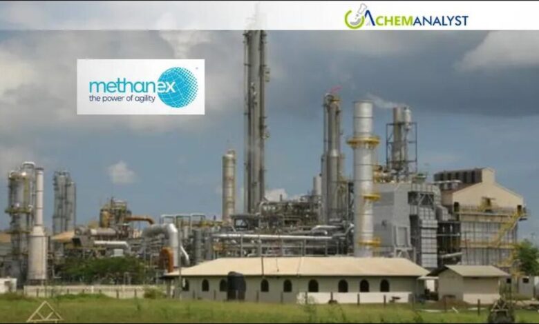 Aerial view of the industrial Methanex Titan methanol plant in Trinidad and Tobago.