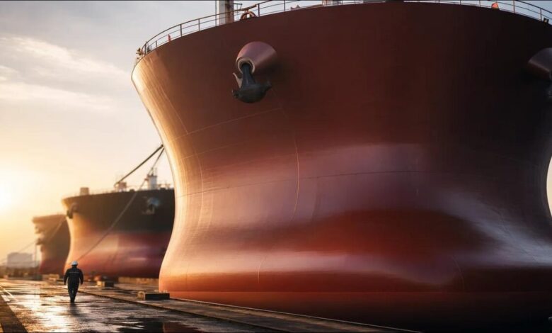 A large bulk carrier ship sailing at sea, representing Seanergy Maritime.