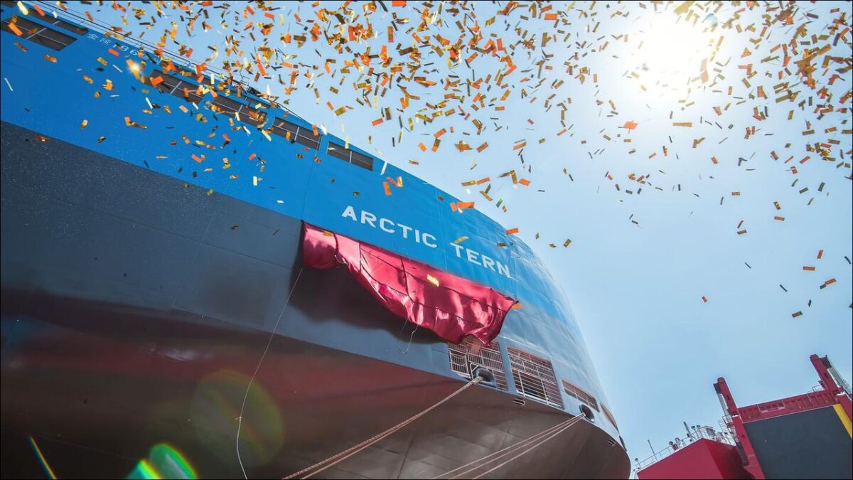 Wallenius Wilhelmsen's new Arctic Tern Shaper Class cargo vessel on the water.