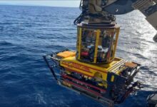 A Fugro survey vessel conducts offshore geo-data collection for carbon capture infrastructure.