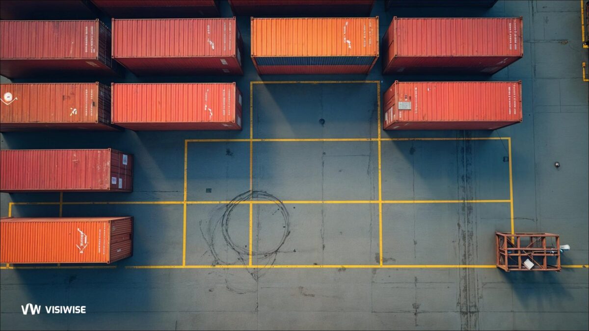 A large container ship packed with cargo containers sails, illustrating global supply chain logistics.