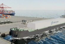 Core Power's concept rendering of a large, modern nuclear-powered cargo ship.