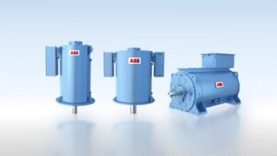 ABB team stands with a new permanent magnet motor series for marine applications.
